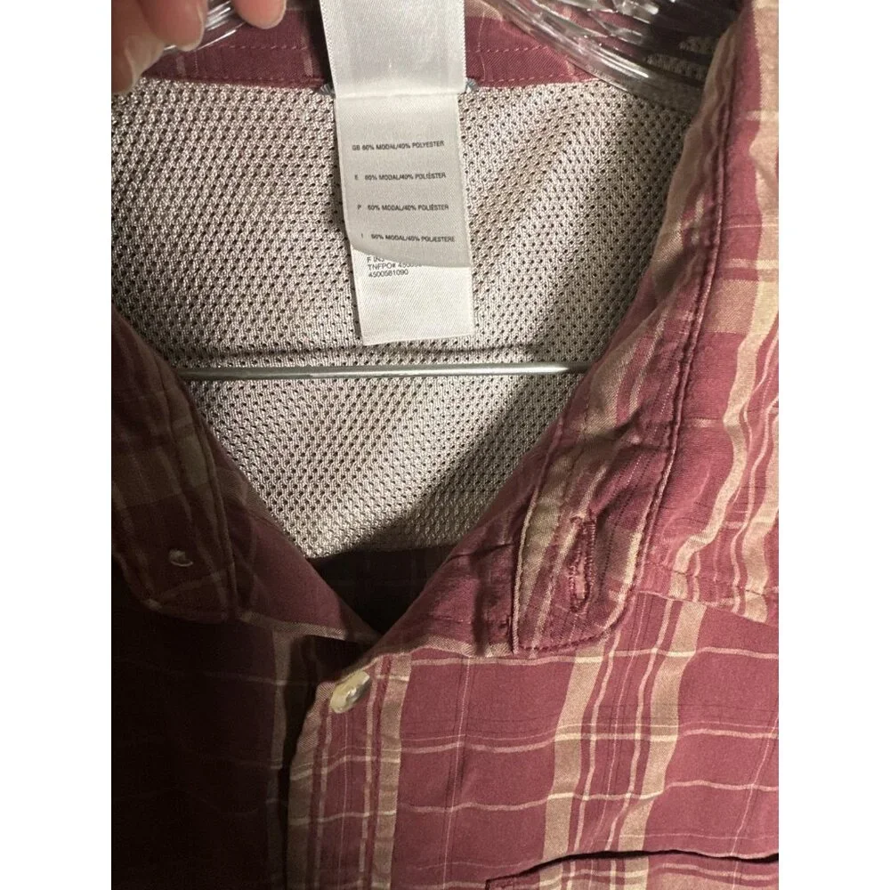 The North Face Mens XXL Shirt Button Long Sleeve Plaid Red Collared Top Casual‎